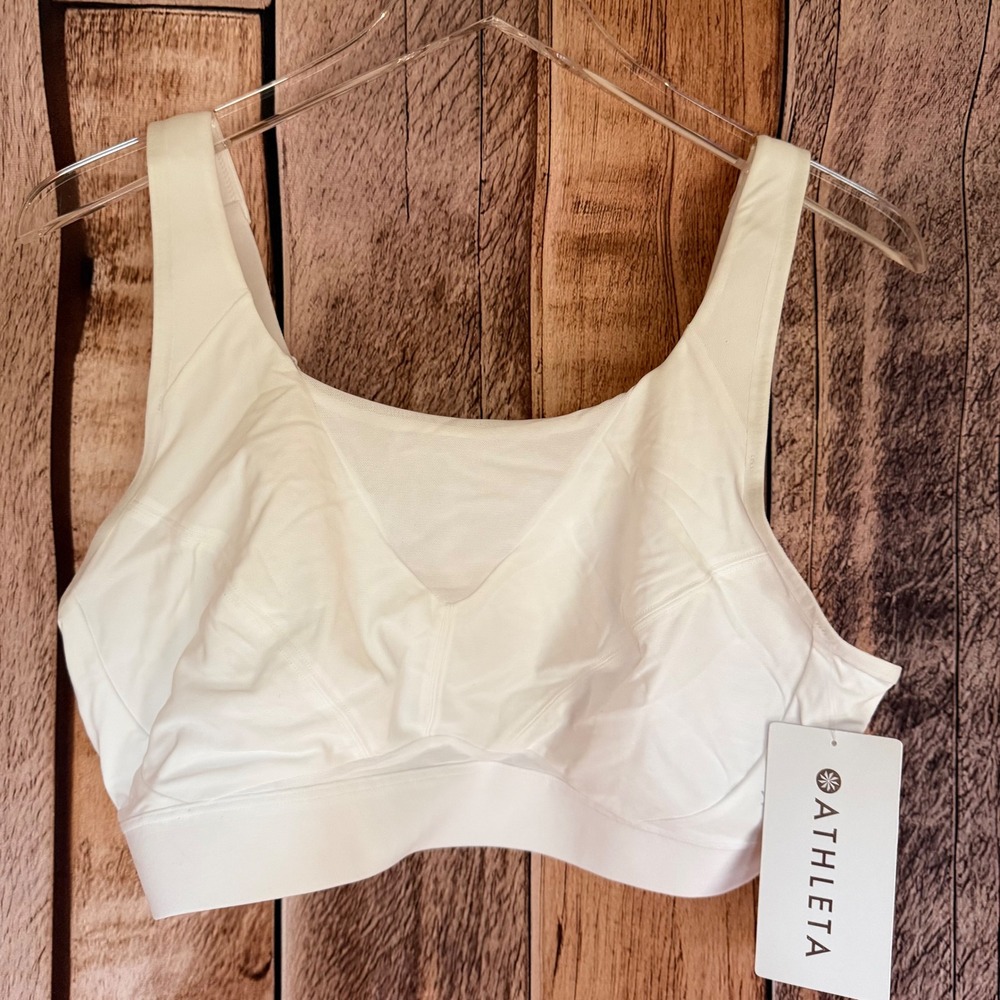 Athleta Invincible High-Impact Sports Bra White Compression Support 40D NWT